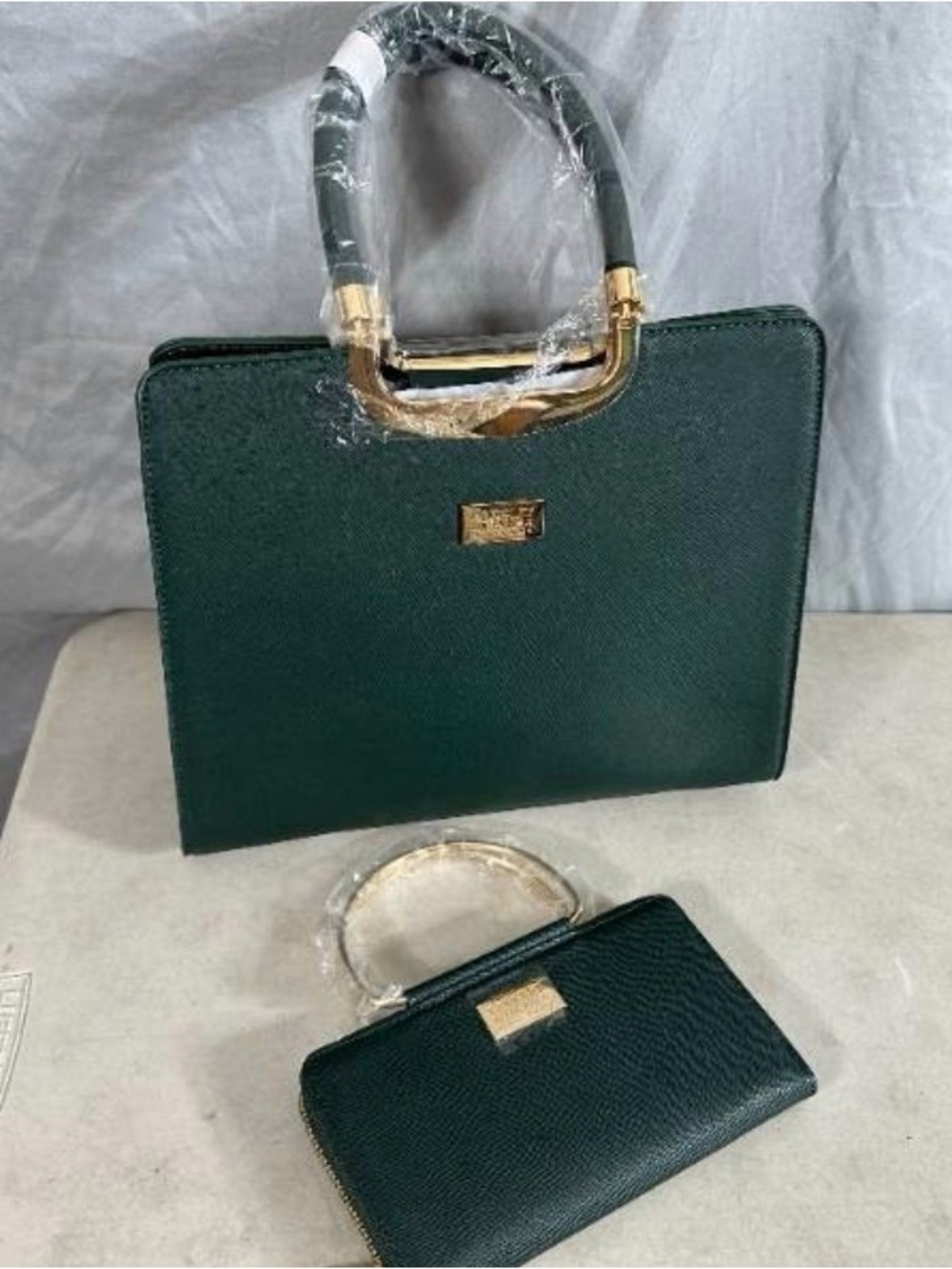 NEW Badgley Mischka NY Green Women's Bag, Matching Louise Saffiano Wallet NEE